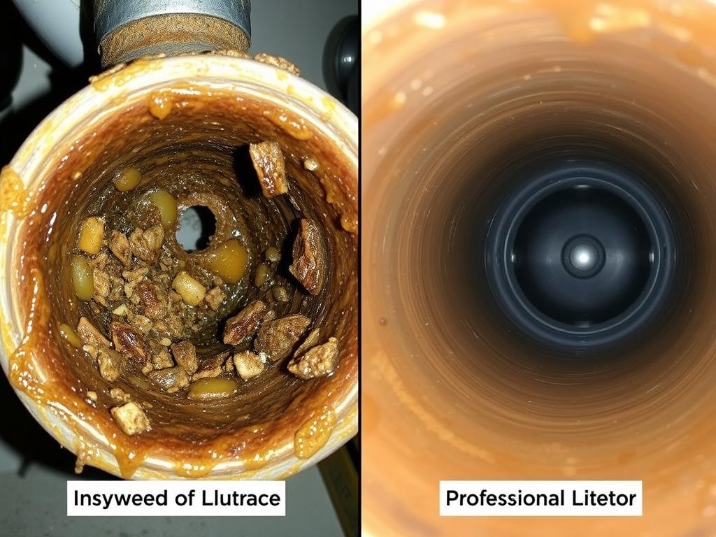 Before and after comparison of clogged kitchen drain cleaning in Chandler home