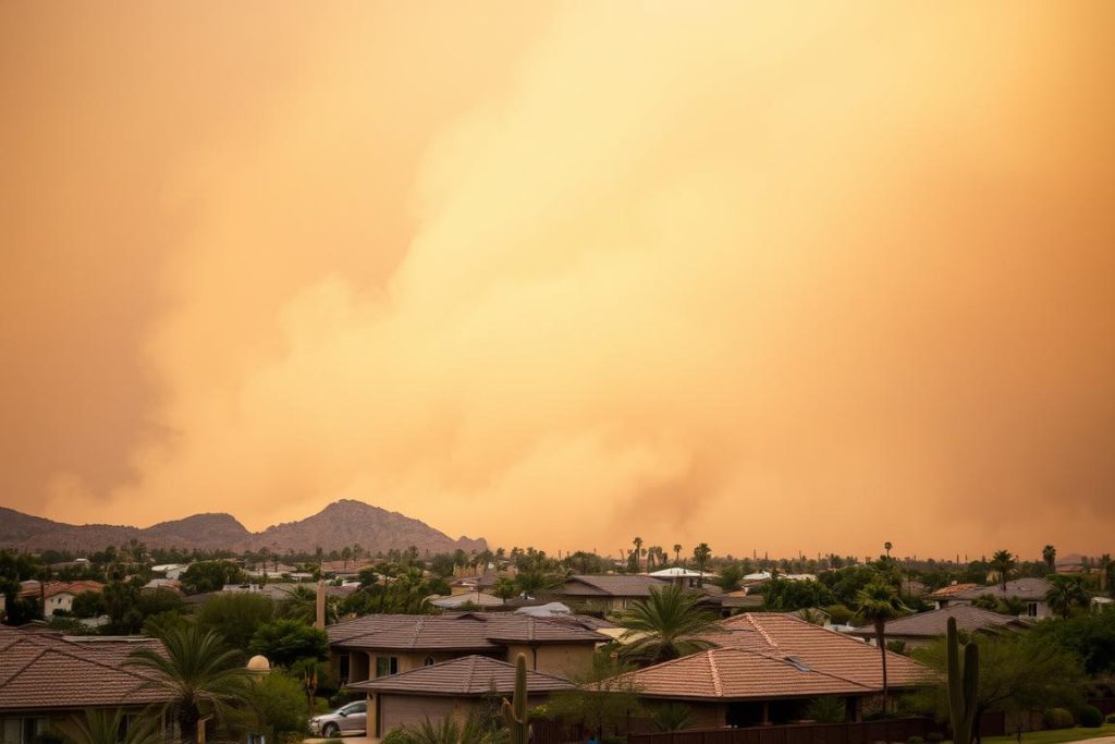 Dust storm approaching Scottsdale neighborhood