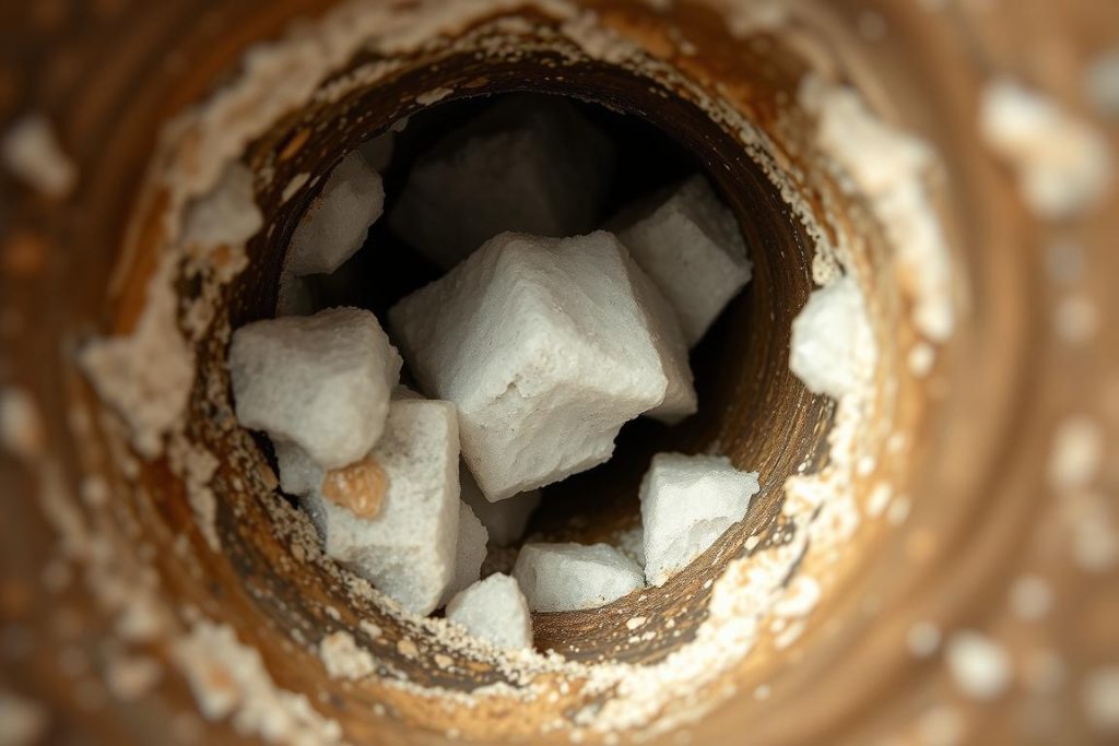 Hard water mineral buildup inside drain pipes in Ahwatukee Phoenix ZIP 85044