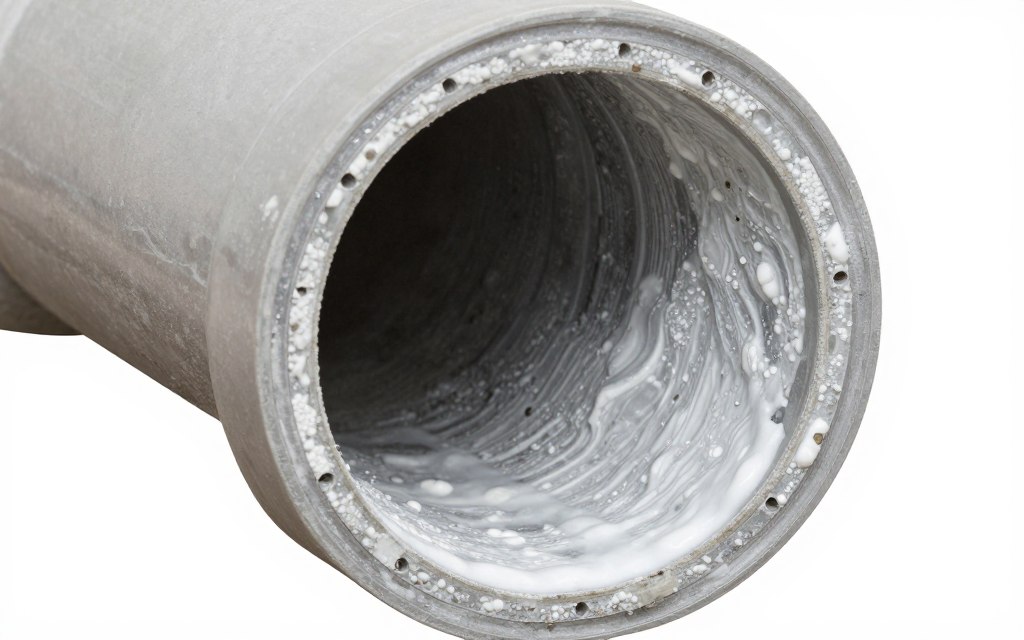 Hard water mineral buildup inside drain pipes in Tempe Arizona
