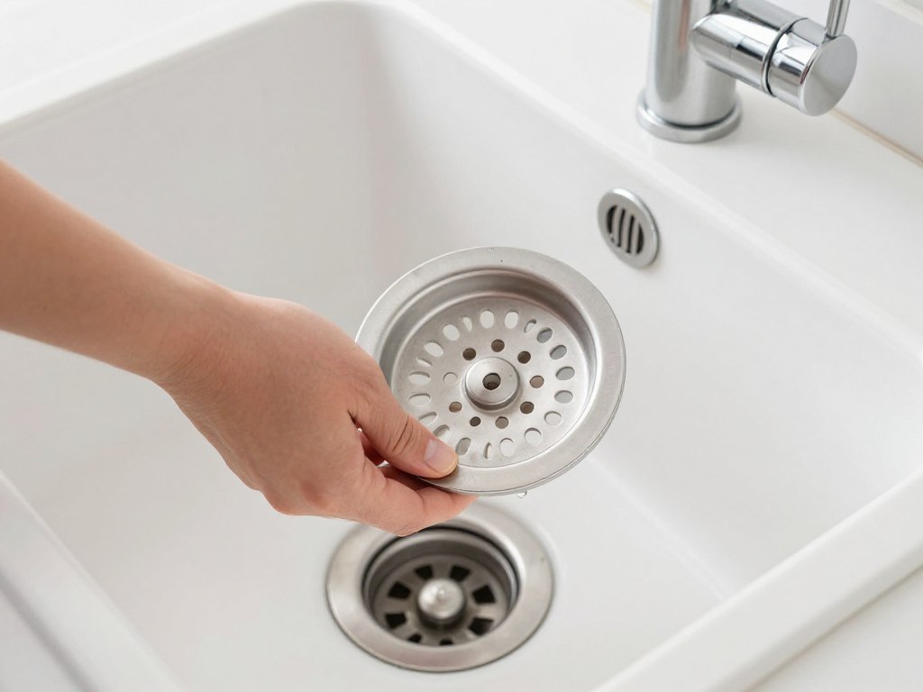 Homeowner maintaining kitchen sink drain in Tempe Arizona home