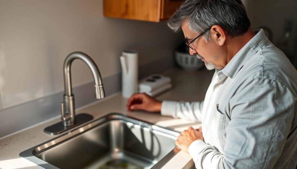 Homeowner noticing drain problems in kitchen