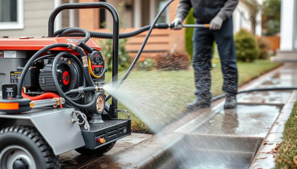 Hydro jetting equipment clearing main sewer line blockage in Chandler residence