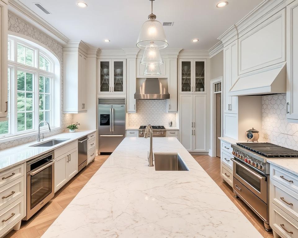 Luxury kitchen with multiple sinks and drains