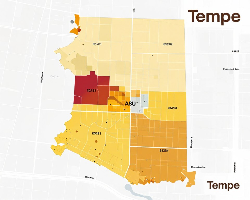 Map of Tempe Arizona showing drain cleaning service coverage areas