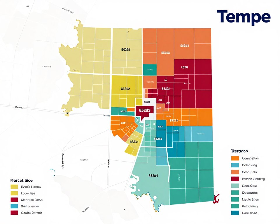 Map of Tempe Arizona showing drain service coverage areas