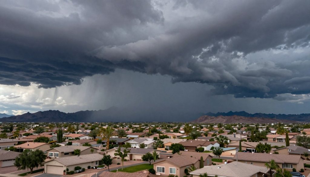 Monsoon storm clouds over North Phoenix residential area near Metrocenter Monsoon storm clouds over North Phoenix residential area near Metrocenter
