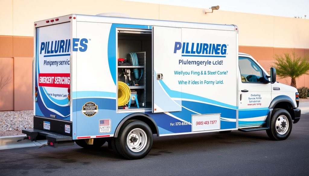 Professional drain cleaning service truck with emergency response capability