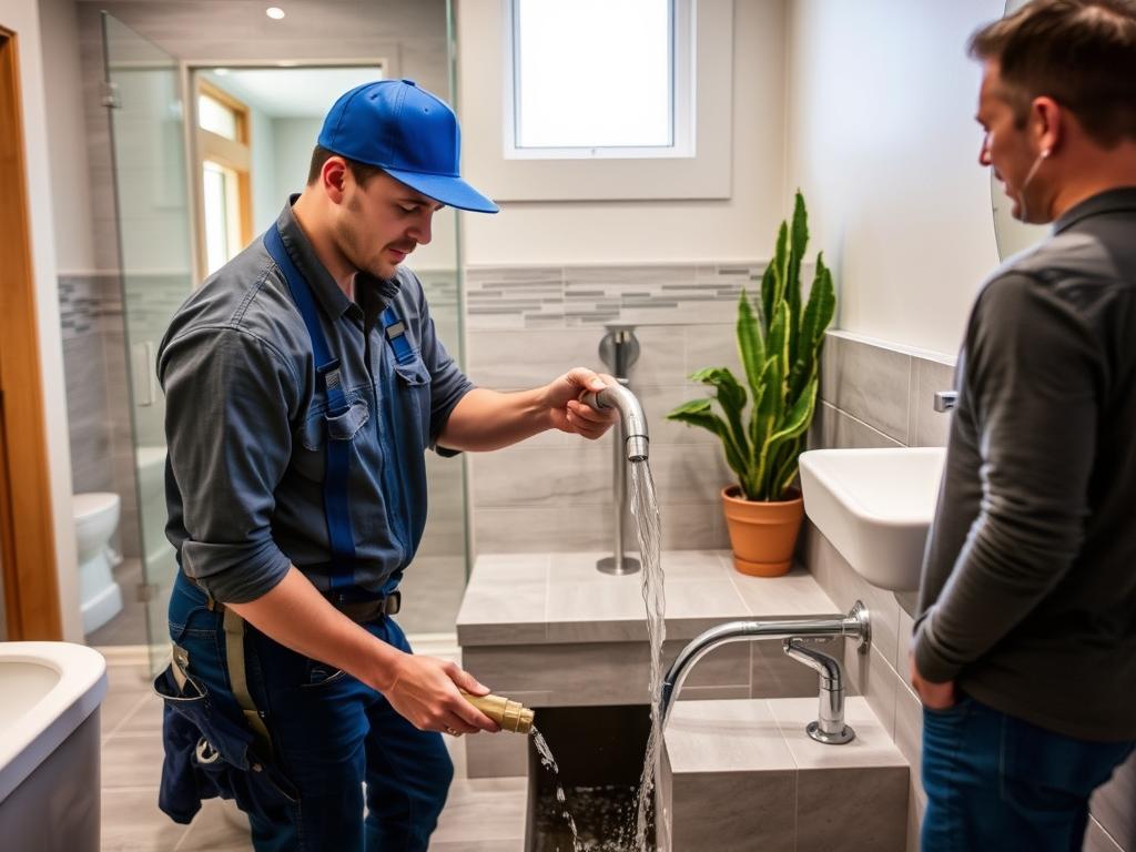 Technician completing same day drain service