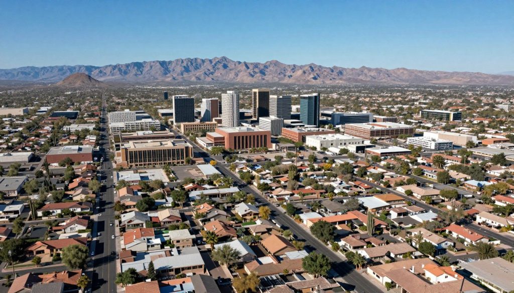 Tempe Arizona cityscape showing diverse neighborhoods and ASU campus